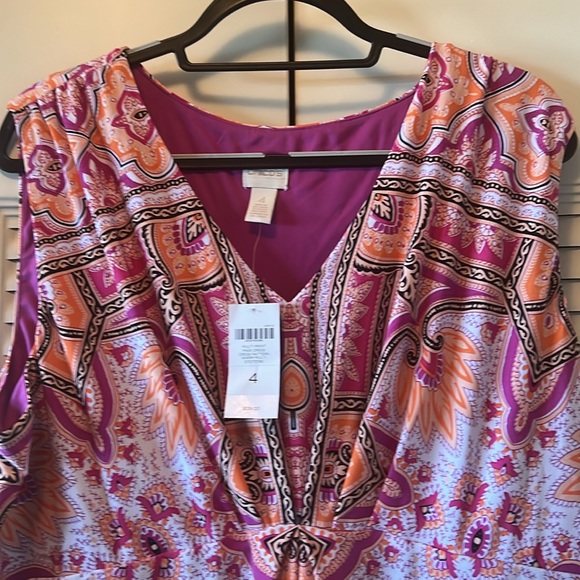 chicos size 4 print v neck maxi dress - Picture 2 of 7